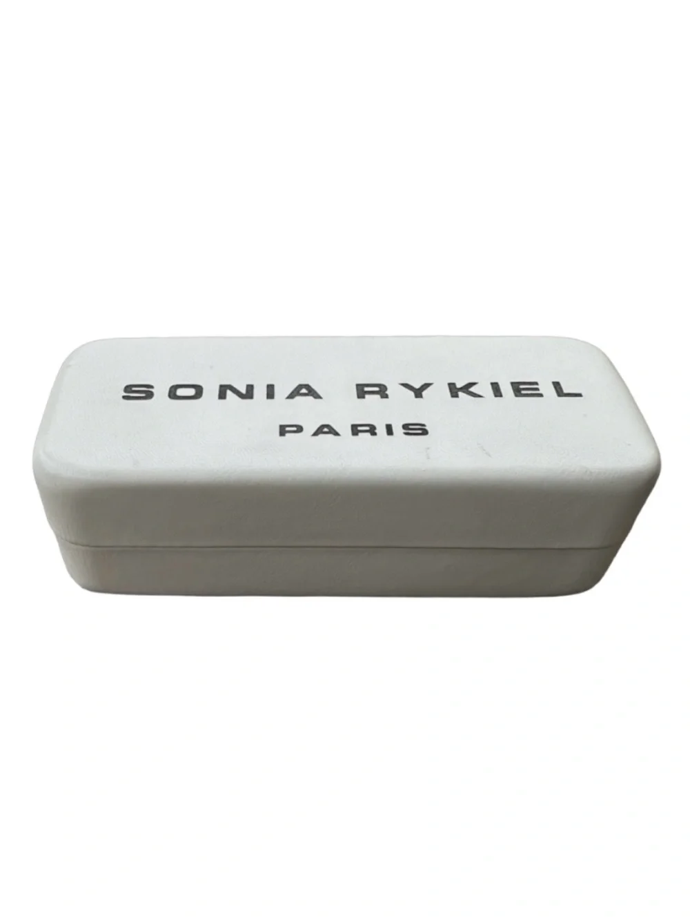 SONIA RYKIEL Ivory Leather Hardshell Eyeglasses Sunglasses Case 6” Rectangle